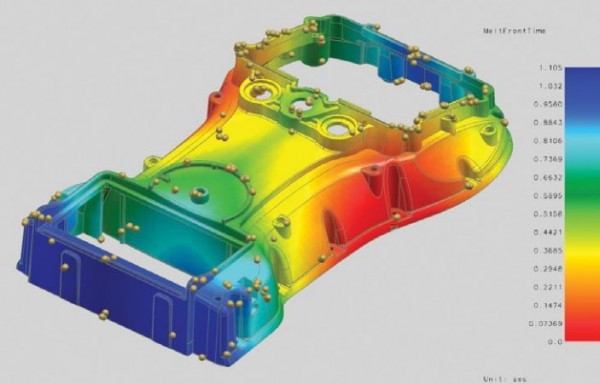 NX-EasyFill-600x384 Ukázka analýzy při zpracování navrženého dílu vstřikováním v aplikaci NX EasyFill Analysis. Foto: Moldex3D