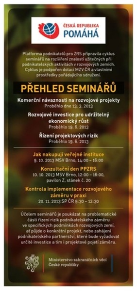 Přehled seminářů. Zdroj: Platforma podnikatelů pro zahraniční rozvojovou spolupráci