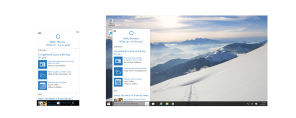 Součastí nových Windows 10 bude interaktivní průvodkyně Cortana, která zná odpověď na každou otázku a dokáže vyřešit – zdá se – všechny problémy. Alespoň tak to bylo prezentováno na tiskové konferenci k Windows 10. (zdroj: Microsoft)