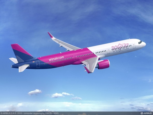 Airbus A321neo pro maďarskou nízkonákladovou společnosti Wizz Air. Foto Airbus, počítačová modelace Fixion-MMS