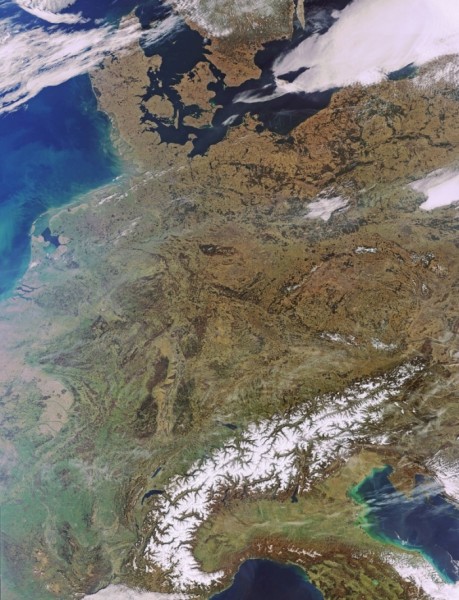 Centrální Evropa okem družice. Foto: ESA