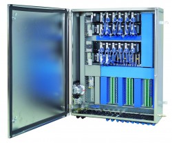Systém Remote I/O FB a ranžírovací svorky v rozváděčové skříni z korozivzdorné oceli určené do zóny 1